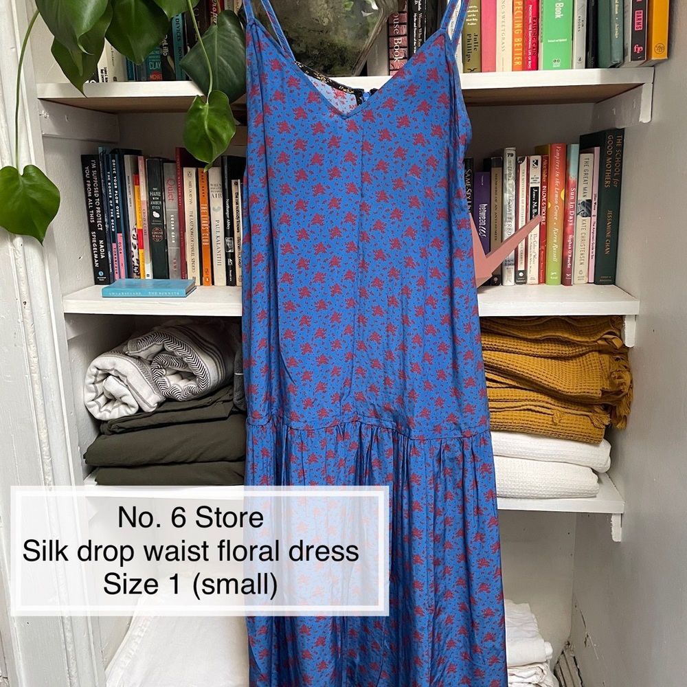 Blue Floral Silk Dress